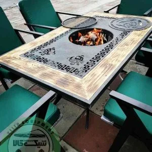 میز آتشدان مستطیل دو حالته گازی - هیزمی